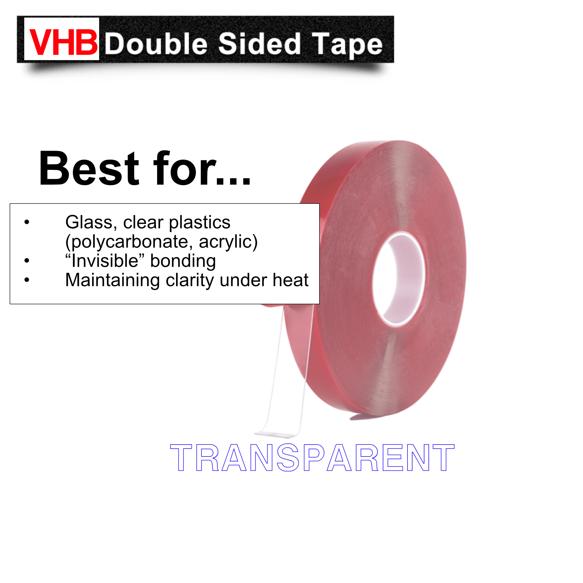 Acrylic High Bond Clear .02 x 1/2″ x 36 yards - Image 2