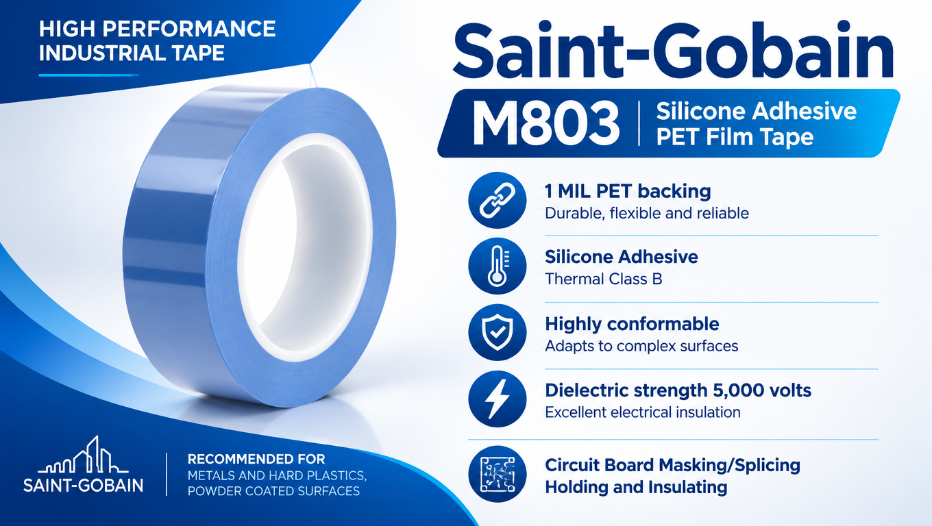 Saint-Gobain NorGard M803 Polyester Film Tape with Silicone Adhesive - Image 2
